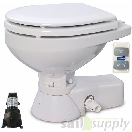 Jabsco Quiet Flush Stil Compact elektr. toilet 12V met spoelwaterpomp