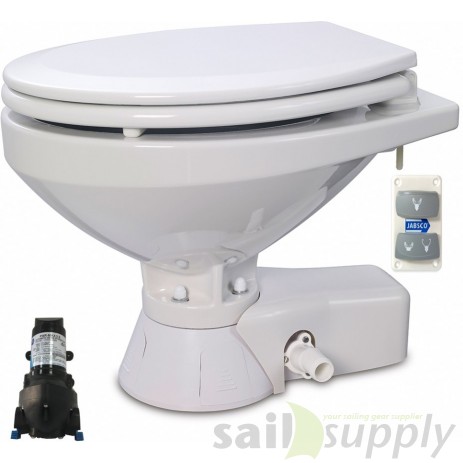 Jabsco Quiet Flush Stil Regular elektr. toilet 12V met spoelwaterpomp