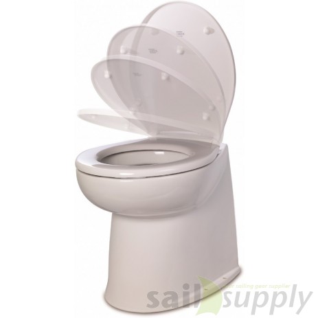 Jabsco De Luxe 17" elektr. toilet 24V recht met spoelwaterpomp soft closing