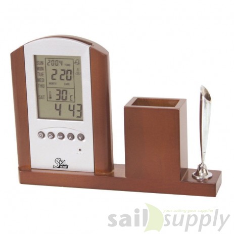 Lalizas wooden holder for pen, with digital clock