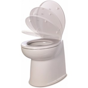 Jabsco De Luxe 17" elektr. toilet 12V recht met spoelwaterpomp soft closing