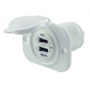 Talamex USB stopcontact dubbel 3.4A wit met flush frame