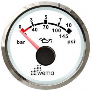 Wema Silver serie oliedruk 10 bar meter NMEA2000 wit
