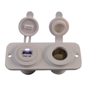 Talamex Dubbel flush frame wit met USB 2.4A en 12V stopcontact