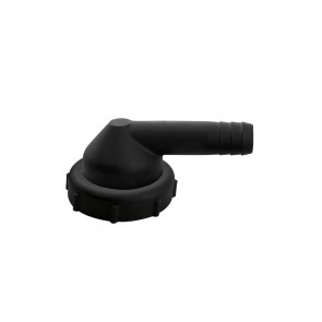 Outlet Elbow Fitting for Ø 12mm hose 1 1/2 thread tightening ring black