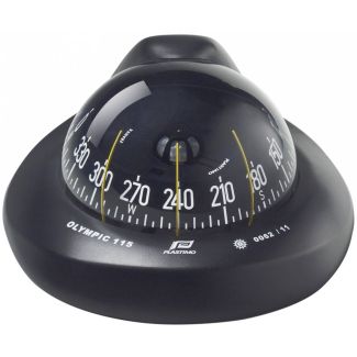 Plastimo Olympic 115 kompas zwart, zwart conische roos, opbouw